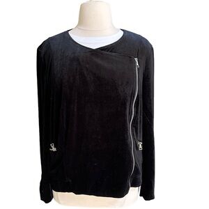 Lane Bryan Womens Long Sleeve Black Velvet With Front Zip Tops Size:‎ 18/20